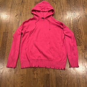Decker Hot pink Hoodie sweater destructed hem size medium